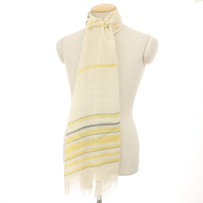 【中古】マーガレットハウエル MARGARET HOWELL リネン系 大判 ストール アイボリーxイエロー【 状態ランクC 】【 メンズ 】