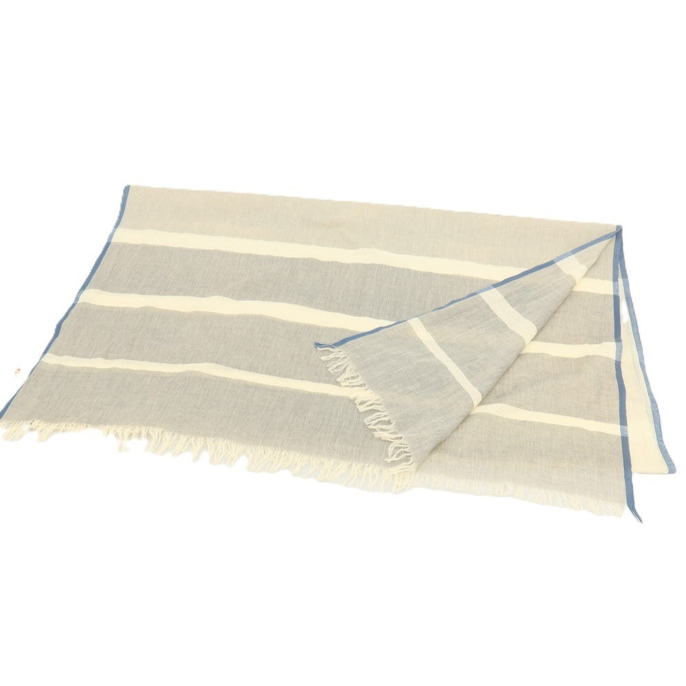 【中古】アルテア Altea コットン 大判 ストール アイボリーxグレー【 状態ランクC 】【 メンズ 】