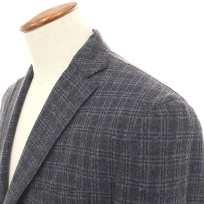 【中古】ボリオリ BOGLIOLI DOVER ウールナイロン チェック 3B テーラードジャケット グレーxブルー【サイズ48】【 状態ランクB 】【 メンズ 】