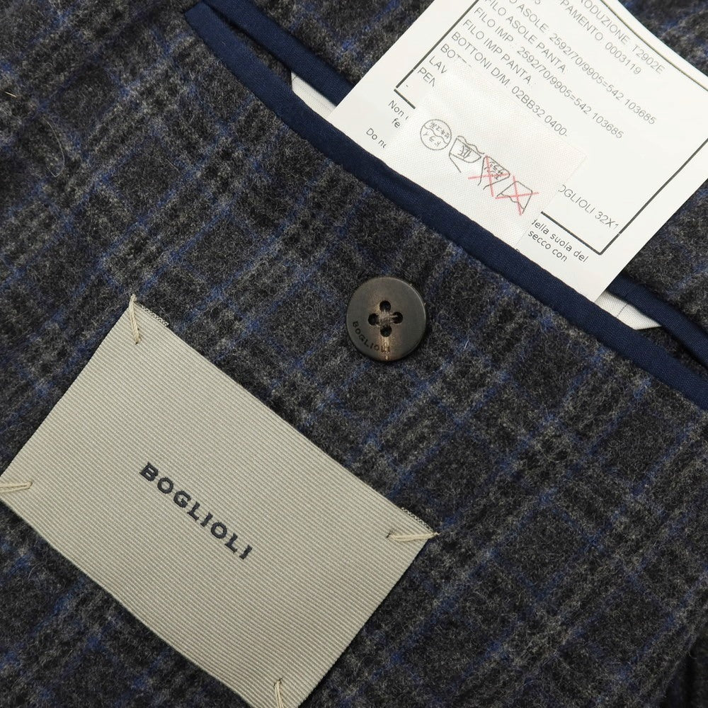 【中古】ボリオリ BOGLIOLI DOVER ウールナイロン チェック 3B テーラードジャケット グレーxブルー【サイズ48】【 状態ランクB 】【 メンズ 】