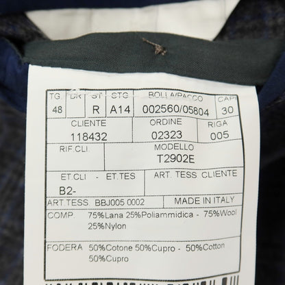 【中古】ボリオリ BOGLIOLI DOVER ウールナイロン チェック 3B テーラードジャケット グレーxブルー【サイズ48】【 状態ランクB 】【 メンズ 】