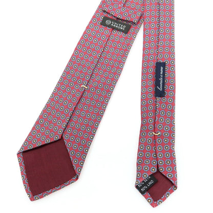 【中古】ユナイテッドアローズ UNITED ARROWS シルクリネン プリント 花小紋柄ネクタイ レッドxライトブルー【 状態ランクB 】【 メンズ 】
