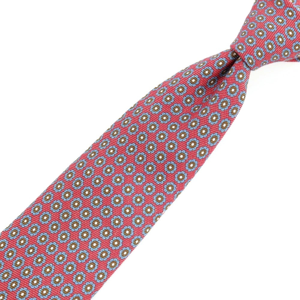 【中古】ユナイテッドアローズ UNITED ARROWS シルクリネン プリント 花小紋柄ネクタイ レッドxライトブルー【 状態ランクB 】【 メンズ 】