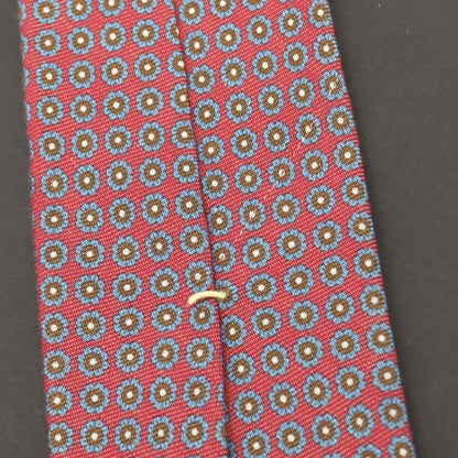 【中古】ユナイテッドアローズ UNITED ARROWS シルクリネン プリント 花小紋柄ネクタイ レッドxライトブルー【 状態ランクB 】【 メンズ 】