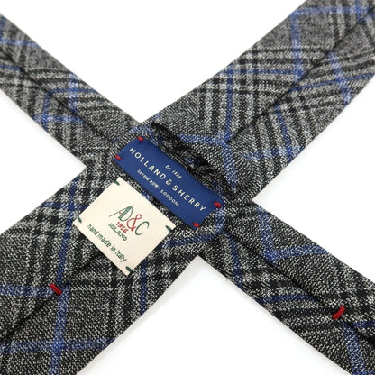 【中古】アーディーアンドシー AD&amp;C 1956 ウール チェック柄ネクタイ グレーxブルー【 状態ランクB 】【 メンズ 】