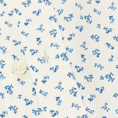 【中古】ビームスハート BEAMS HEART コットンポリエステル 小花柄 プリント ホリゾンタルカラー 半袖シャツ ホワイトxネイビーブルー【サイズXL】【 状態ランクB 】【 メンズ 】