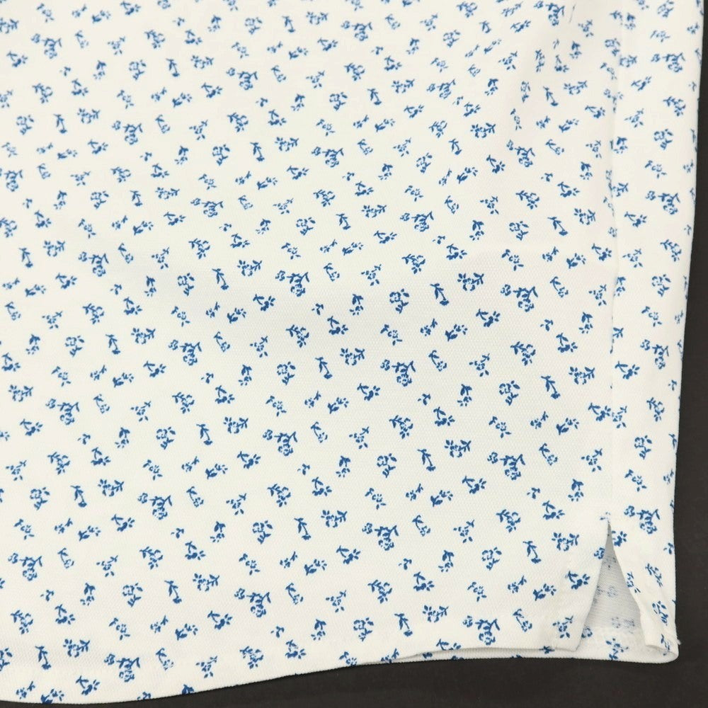 【中古】ビームスハート BEAMS HEART コットンポリエステル 小花柄 プリント ホリゾンタルカラー 半袖シャツ ホワイトxネイビーブルー【サイズXL】【 状態ランクB 】【 メンズ 】