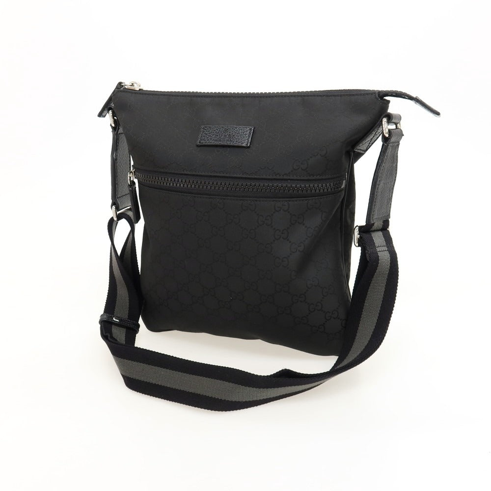 【中古】グッチ GUCCI 449184 GG柄 ナイロン レザー ショルダーバッグ ブラック【 状態ランクB 】【 メンズ 】