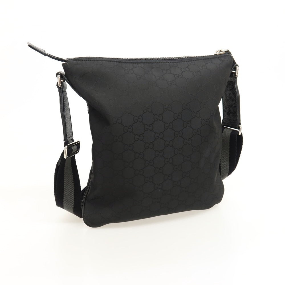 【中古】グッチ GUCCI 449184 GG柄 ナイロン レザー ショルダーバッグ ブラック【 状態ランクB 】【 メンズ 】