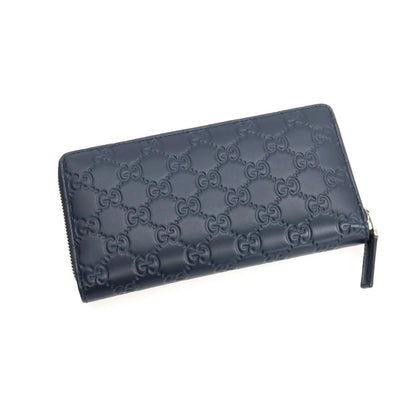 【中古】グッチ GUCCI レザー GG柄 ラウンドファスナー 長財布 ネイビー【 状態ランクB 】【 メンズ 】