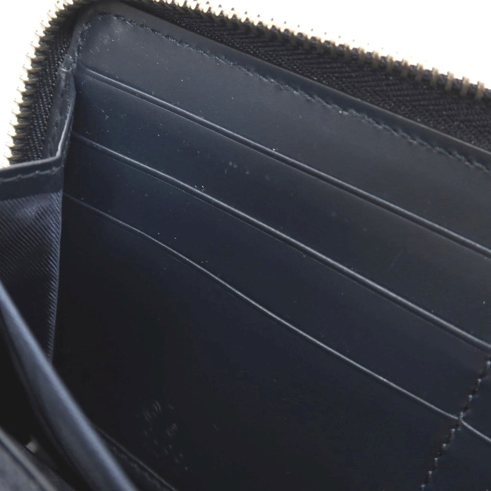 【中古】グッチ GUCCI レザー GG柄 ラウンドファスナー 長財布 ネイビー【 状態ランクB 】【 メンズ 】