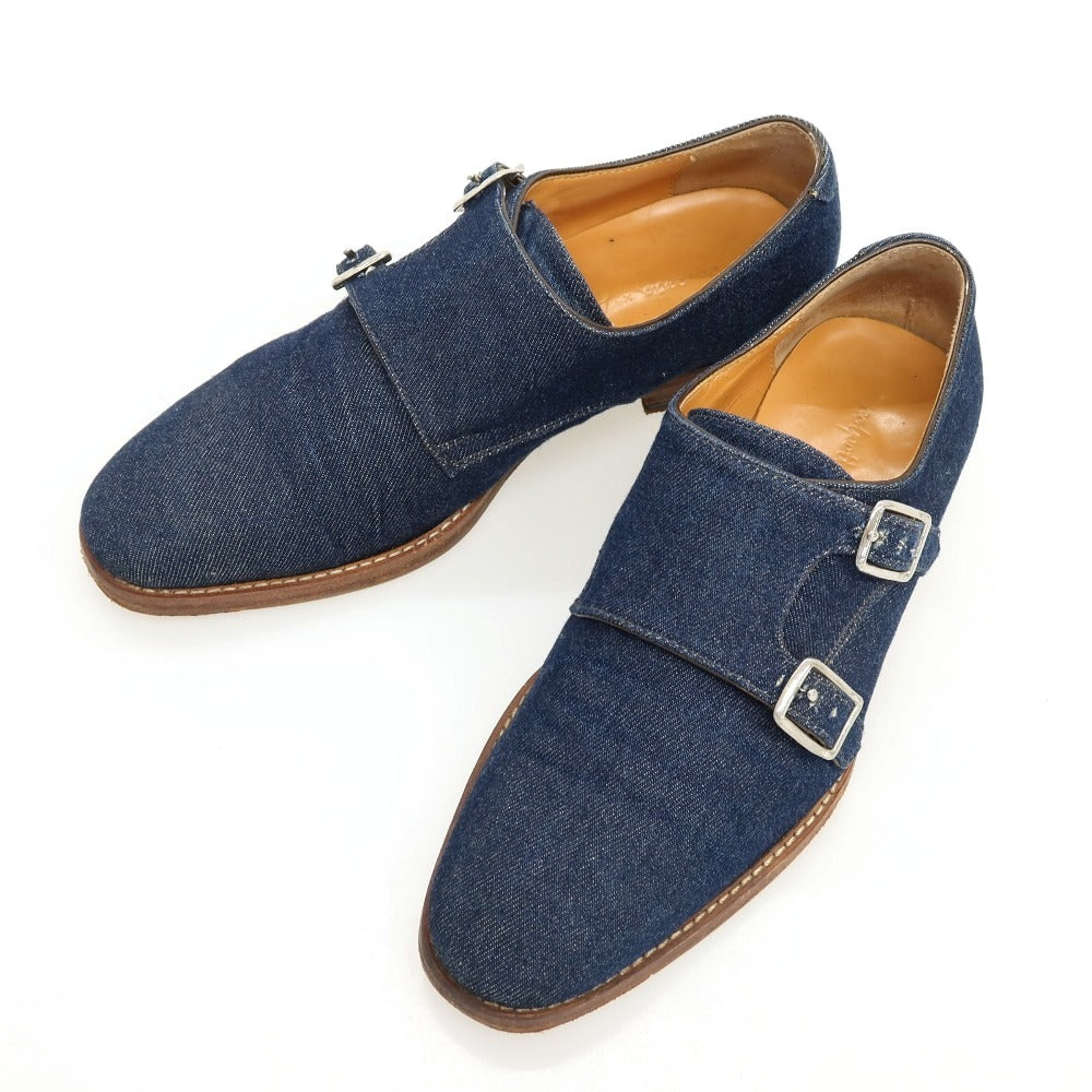 【中古】ポルペッタ polpetta × Brilla per il gusto コットン ドレスシューズ ネイビー【サイズ38.5】【 状態ランクB 】【 メンズ 】