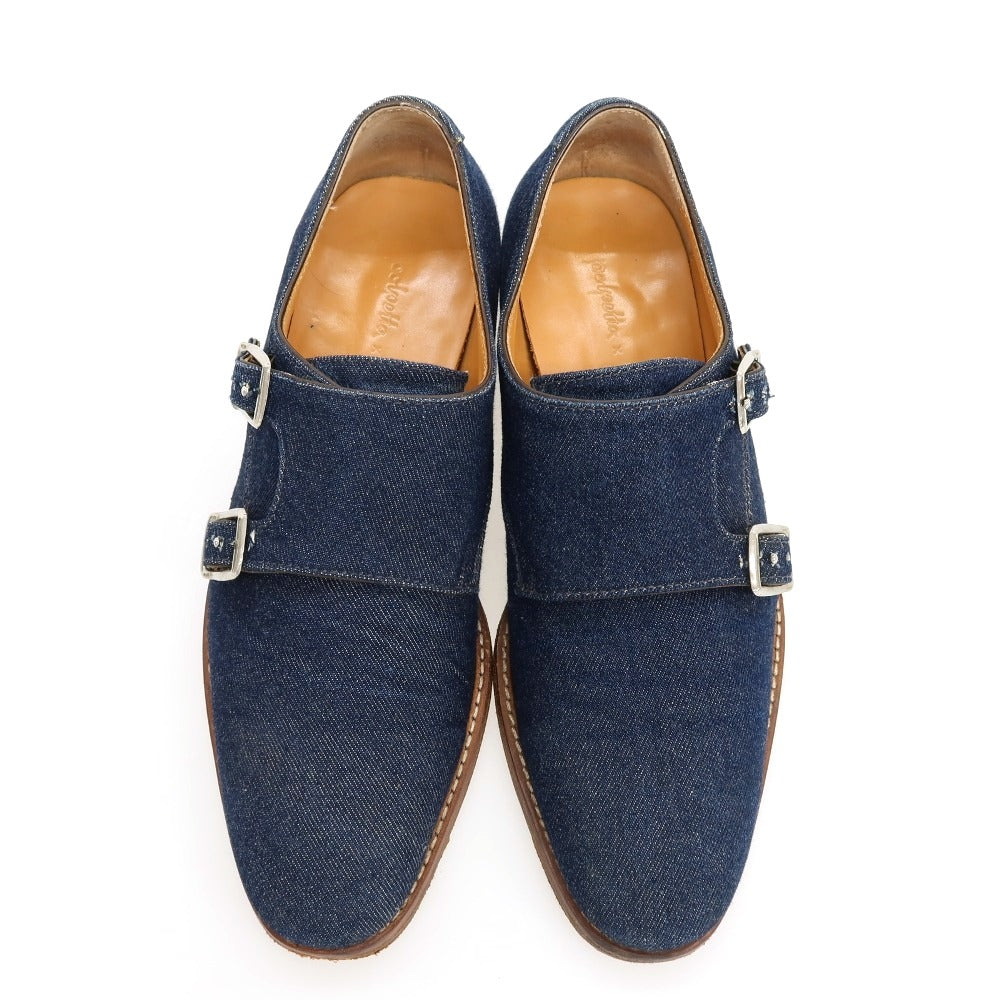 【中古】ポルペッタ polpetta × Brilla per il gusto コットン ドレスシューズ ネイビー【サイズ38.5】【 状態ランクB 】【 メンズ 】