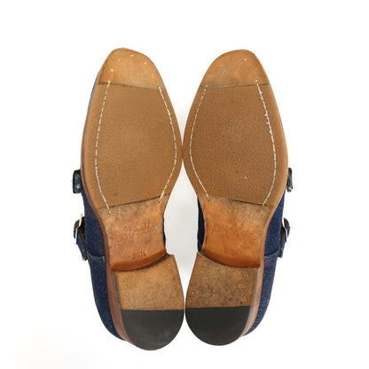 【中古】ポルペッタ polpetta × Brilla per il gusto コットン ドレスシューズ ネイビー【サイズ38.5】【 状態ランクB 】【 メンズ 】