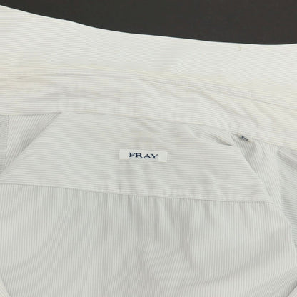 【中古】フライ FRAY コットン ストライプ セミワイドカラー ドレスシャツ ライトグレーxホワイト【サイズ38】【 状態ランクD 】【 メンズ 】