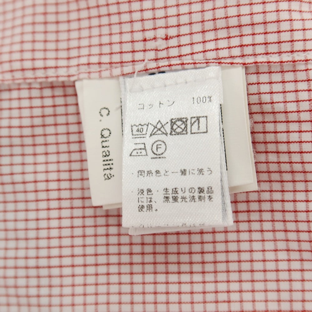 【中古】バルバ BARBA コットン チェック クレリック ワイドカラー ドレスシャツ レッドxホワイト【サイズ38】【 状態ランクC 】【 メンズ 】