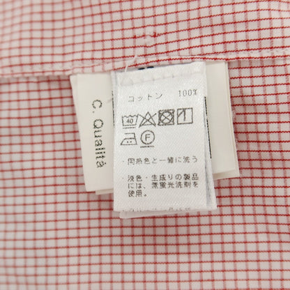 【中古】バルバ BARBA コットン チェック クレリック ワイドカラー ドレスシャツ レッドxホワイト【サイズ38】【 状態ランクC 】【 メンズ 】