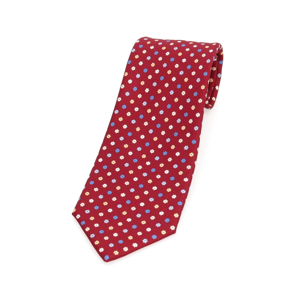 【中古】マリネッラ E.MARINELLA シルク プリント 花小紋柄ネクタイ レッドxライトブルー【 状態ランクB 】【 メンズ 】