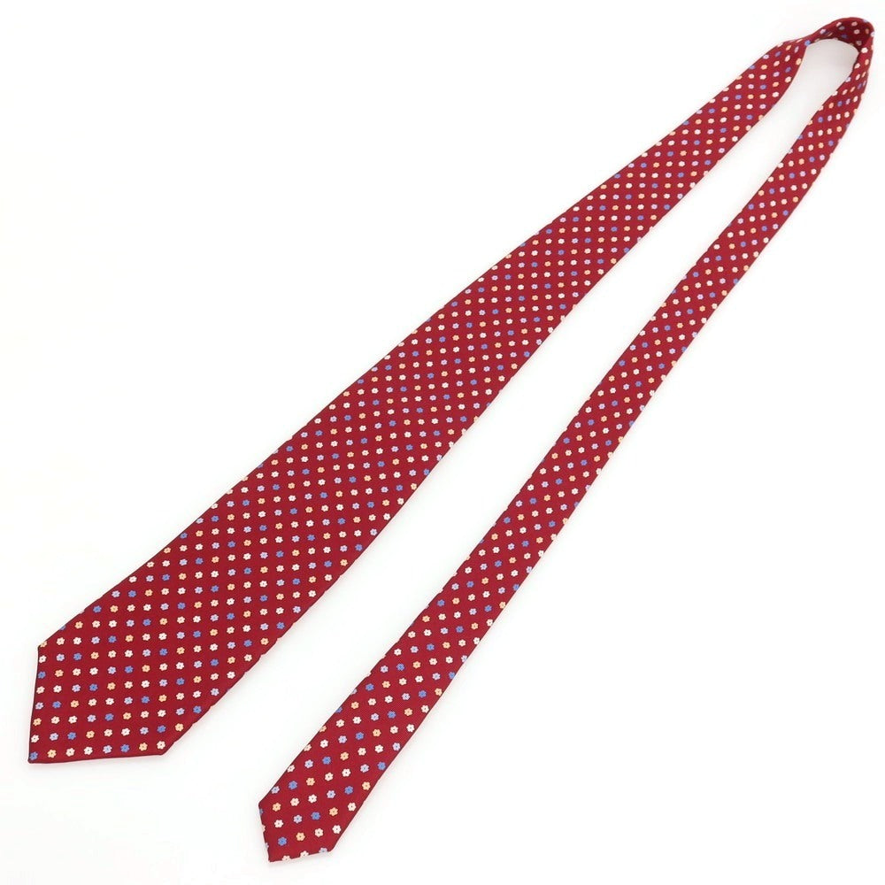 【中古】マリネッラ E.MARINELLA シルク プリント 花小紋柄ネクタイ レッドxライトブルー【 状態ランクB 】【 メンズ 】
