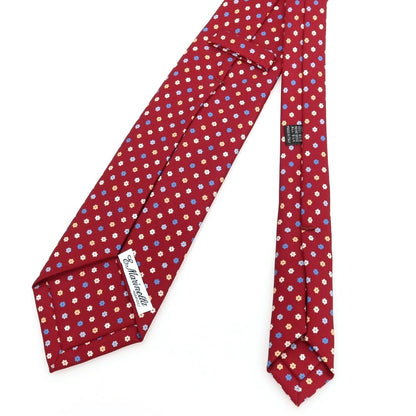 【中古】マリネッラ E.MARINELLA シルク プリント 花小紋柄ネクタイ レッドxライトブルー【 状態ランクB 】【 メンズ 】