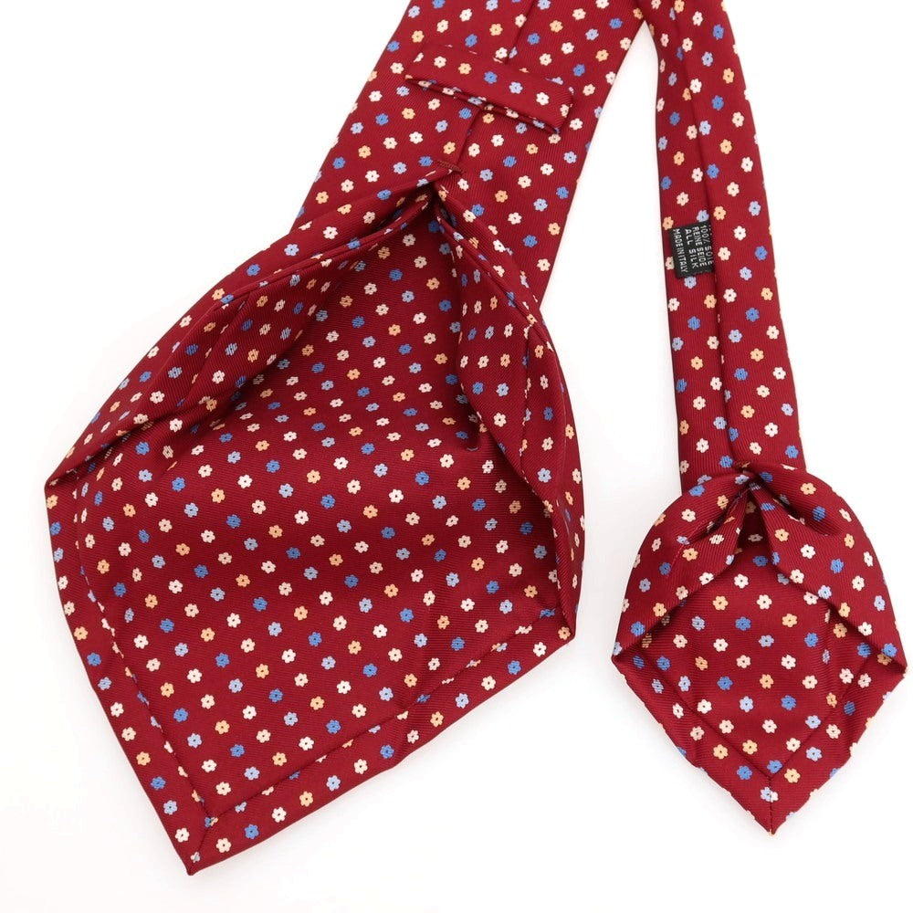 【中古】マリネッラ E.MARINELLA シルク プリント 花小紋柄ネクタイ レッドxライトブルー【 状態ランクB 】【 メンズ 】