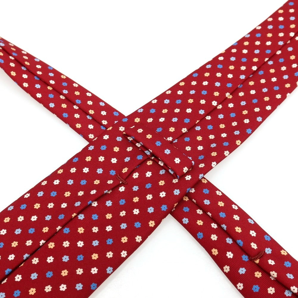 【中古】マリネッラ E.MARINELLA シルク プリント 花小紋柄ネクタイ レッドxライトブルー【 状態ランクB 】【 メンズ 】