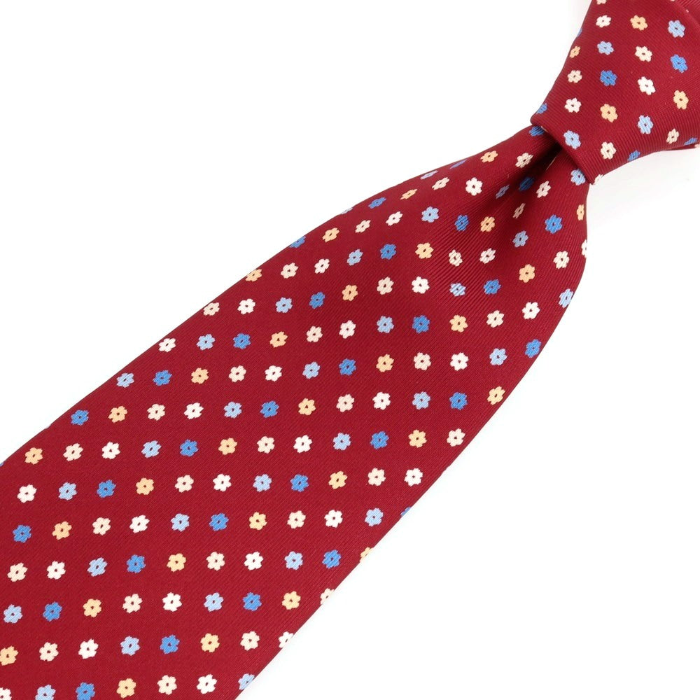 【中古】マリネッラ E.MARINELLA シルク プリント 花小紋柄ネクタイ レッドxライトブルー【 状態ランクB 】【 メンズ 】