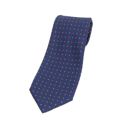 【中古】マリネッラ E.MARINELLA シルク プリント 花小紋柄ネクタイ ネイビーxレッド【 状態ランクB 】【 メンズ 】
