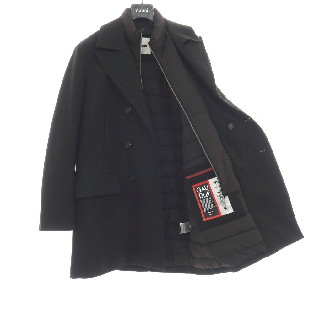 【新品】ガウディ GAUDI ポリエステルレーヨンポリウレタン 中綿入り ピーコート ブラック【サイズL】【 状態ランクN 】【 メンズ 】