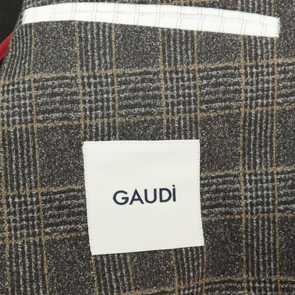 【新品】ガウディ GAUDI ポリエステルレーヨンポリウレタン ジャージー チェック プリント 2B テーラードジャケット ダークグレーxベージュ【サイズ50】【 状態ランクN 】【 メンズ 】