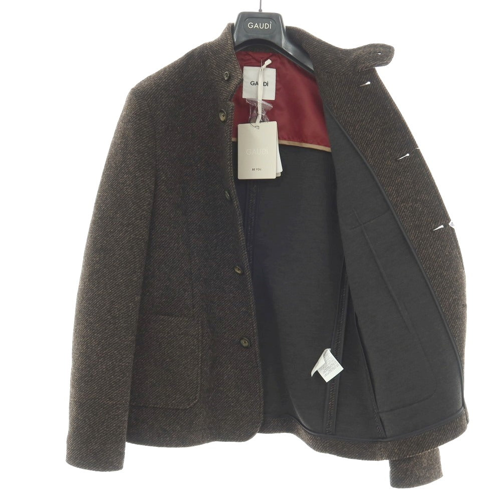 【新品】ガウディ GAUDI ポリエステル スタンドカラー ボンディング ジャケット ブラウンxブラック【サイズL】【 状態ランクN 】【 メンズ 】