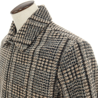 【新品】ガウディ GAUDI ポリエステル ジャージー チェック ダブルジップブルゾン ベージュxブラック【サイズL】【 状態ランクN 】【 メンズ 】