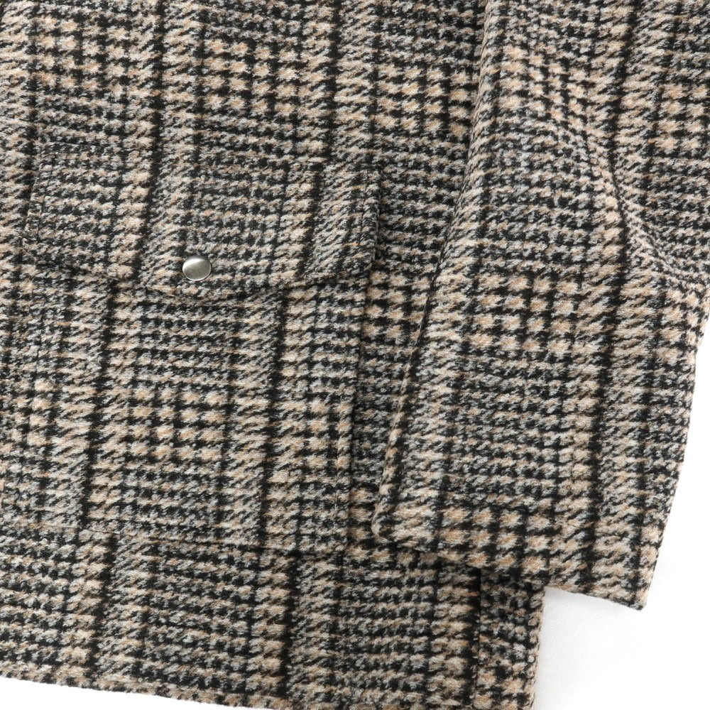 【新品】ガウディ GAUDI ポリエステル ジャージー チェック ダブルジップブルゾン ベージュxブラック【サイズL】【 状態ランクN 】【 メンズ 】