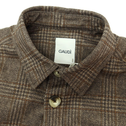 【新品アウトレット】ガウディ GAUDI ポリエステルレーヨンポリウレタン チェック プリント シャツ型 中綿ブルゾン ブラウン【サイズL】【 状態ランクN- 】【 メンズ 】