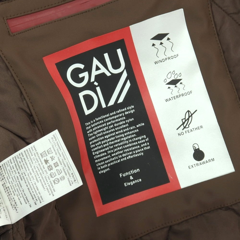 【新品】ガウディ GAUDI ナイロンポリウレタン フーデッド 中綿ブルゾン ブラウン【サイズL】【 状態ランクN 】【 メンズ 】