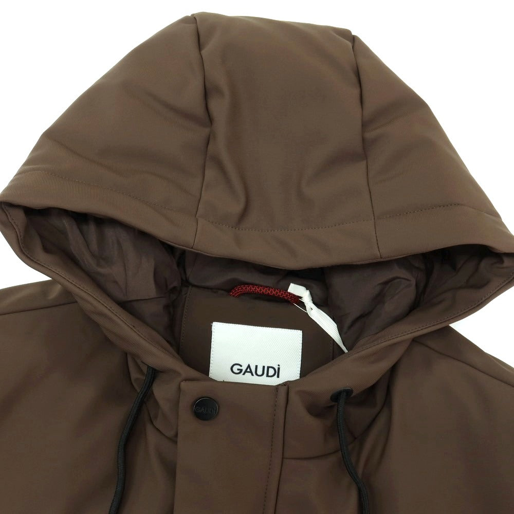 【新品】ガウディ GAUDI ナイロンポリウレタン 切り替えデザイン フーデッド 中綿ブルゾン ブラウン【サイズL】【 状態ランクN 】【 メンズ 】