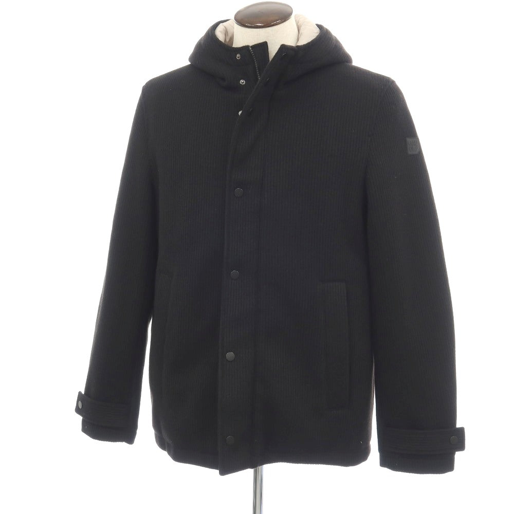 【新品】ガウディ GAUDI ポリエステル ニット フーデッド 中綿ブルゾン ブラック【サイズL】【 状態ランクN 】【 メンズ 】