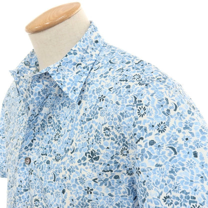 【中古】ポールスミス Paul Smith コットン 花柄 ボタニカル プリント 半袖シャツ ブルー系【サイズS】【 状態ランクA 】【 メンズ 】