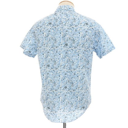 【中古】ポールスミス Paul Smith コットン 花柄 ボタニカル プリント 半袖シャツ ブルー系【サイズS】【 状態ランクA 】【 メンズ 】