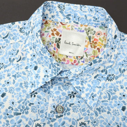【中古】ポールスミス Paul Smith コットン 花柄 ボタニカル プリント 半袖シャツ ブルー系【サイズS】【 状態ランクA 】【 メンズ 】
