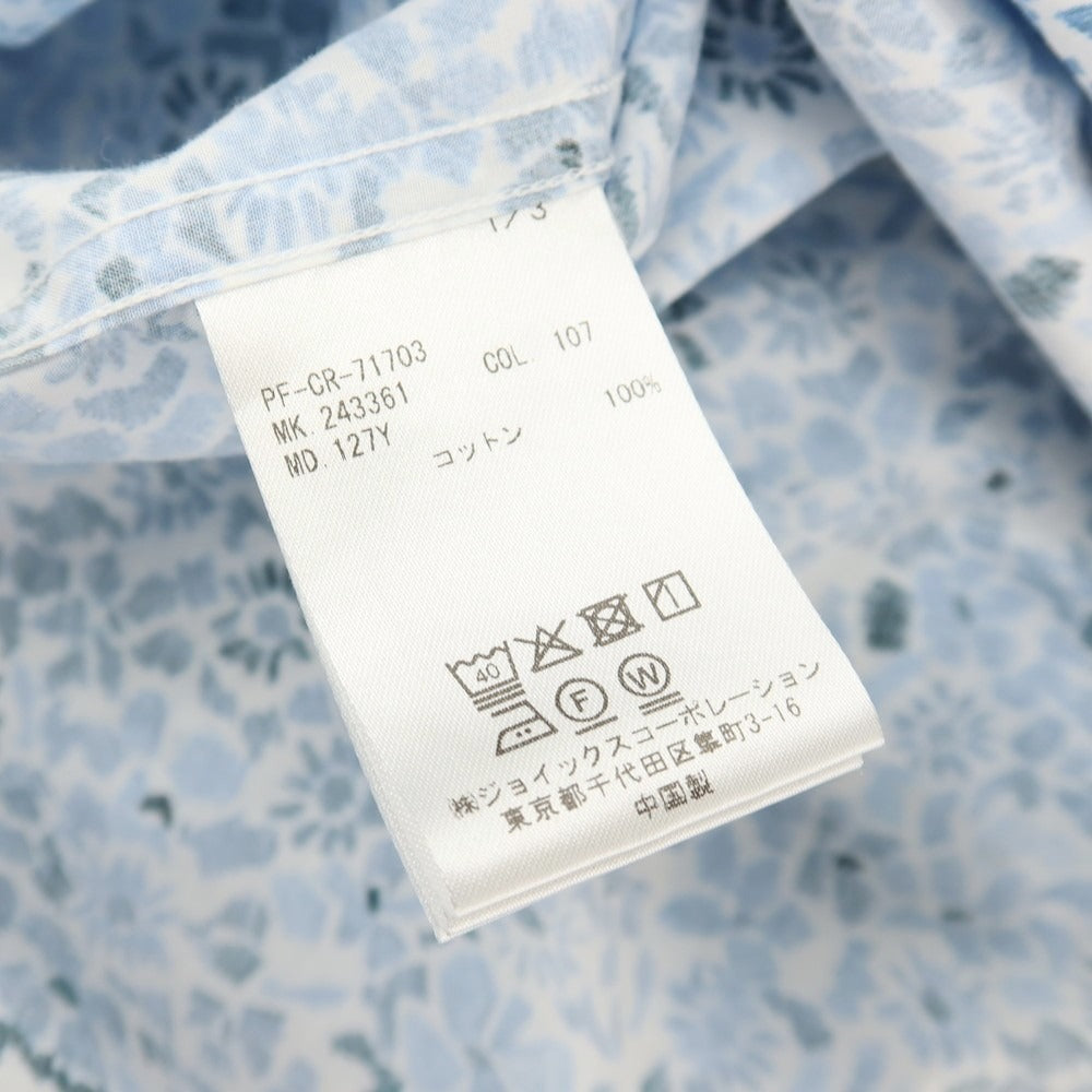【中古】ポールスミス Paul Smith コットン 花柄 ボタニカル プリント 半袖シャツ ブルー系【サイズS】【 状態ランクA 】【 メンズ 】