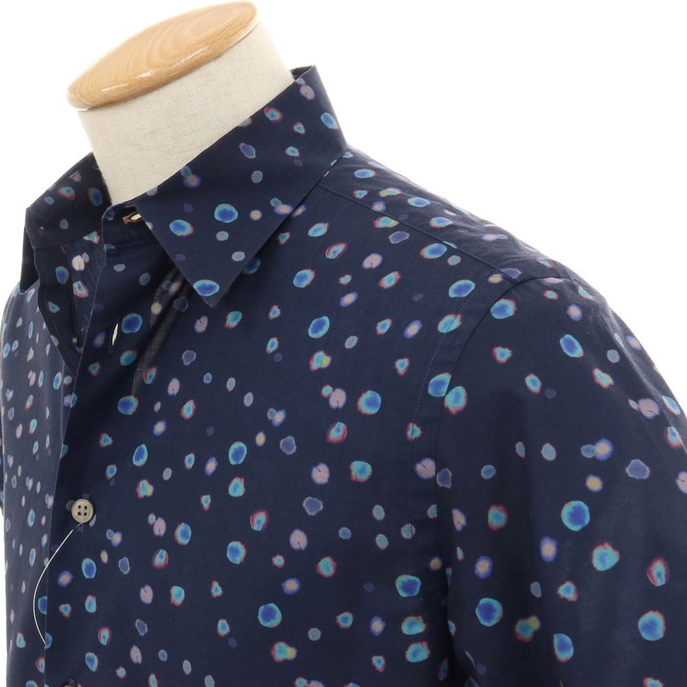 【中古】ピーエス ポールスミス PS Paul Smith コットン 水玉 ランダムドット 半袖シャツ ネイビー【サイズS】【 状態ランクB 】【 メンズ 】