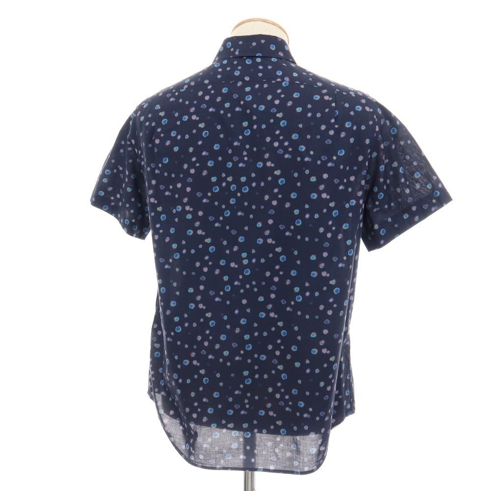 【中古】ピーエス ポールスミス PS Paul Smith コットン 水玉 ランダムドット 半袖シャツ ネイビー【サイズS】【 状態ランクB 】【 メンズ 】