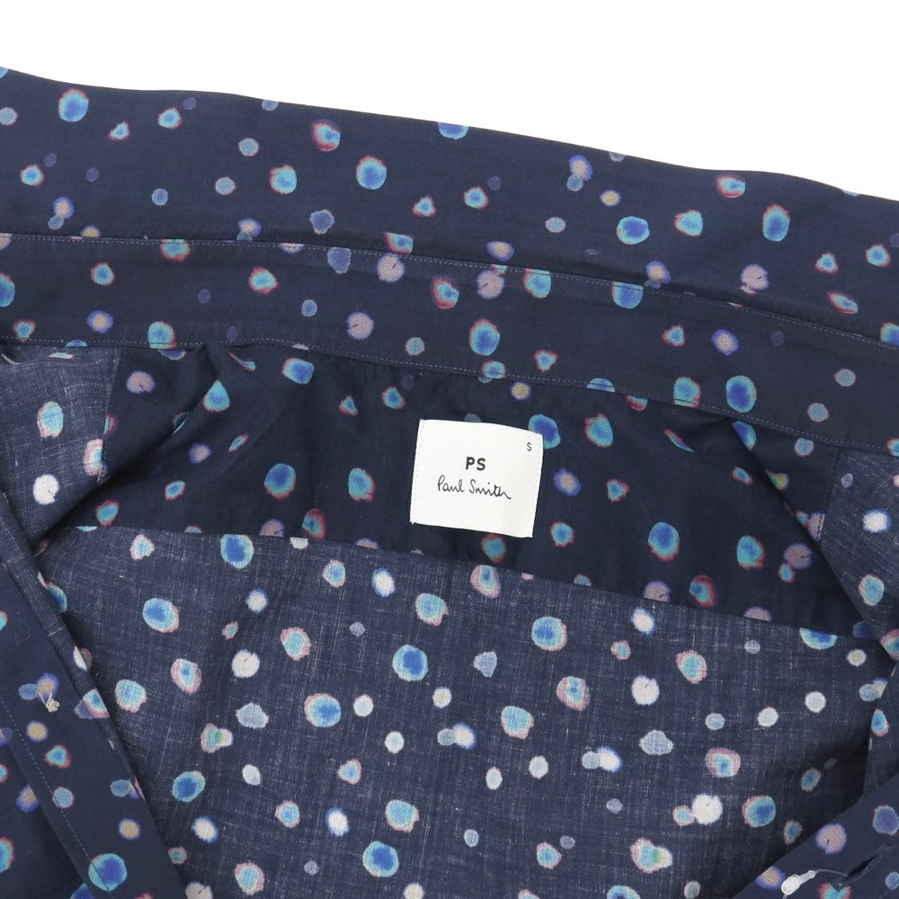 【中古】ピーエス ポールスミス PS Paul Smith コットン 水玉 ランダムドット 半袖シャツ ネイビー【サイズS】【 状態ランクB 】【 メンズ 】