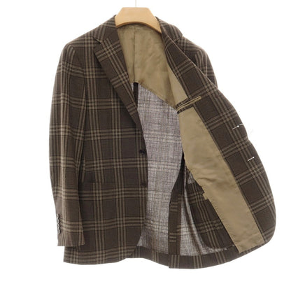 【中古】ビームスエフ BEAMS F ウール チェック 3B テーラードジャケット ブラウン系【サイズ46 8R】【 状態ランクB 】【 メンズ 】