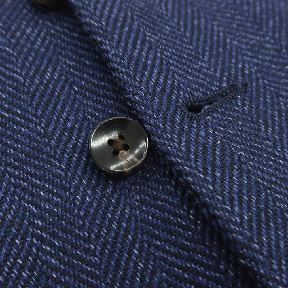 【中古】ラルディーニ LARDINI ウールリネン ヘリンボーン ドレス系ジレ ベスト ライトネイビー【サイズ46】【 状態ランクB 】【 メンズ 】