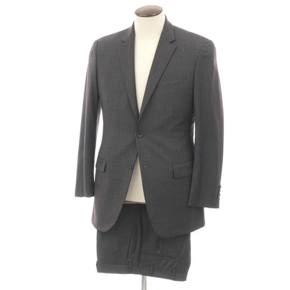 【中古】ブルックスブラザーズ Brooks Brothers Milano サクソンウール ストライプ 2つボタンスーツ グレー【サイズ40REG/34W】【 状態ランクC 】【 メンズ 】