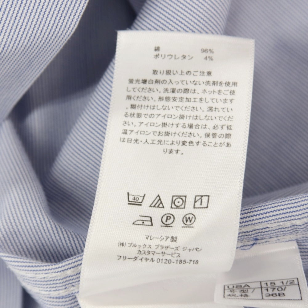 【中古】ブルックスブラザーズ Brooks Brothers コットンポリウレタン ストライプ レギュラーカラー ドレスシャツ ネイビーxホワイト【サイズ15.5】【 状態ランクC 】【 メンズ 】
