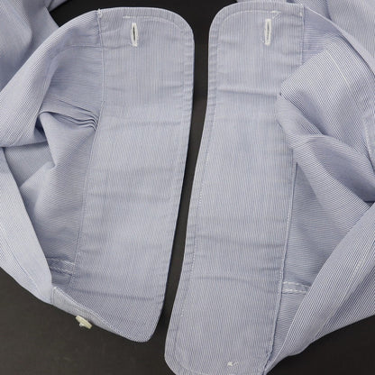 【中古】ブルックスブラザーズ Brooks Brothers コットンポリウレタン ストライプ レギュラーカラー ドレスシャツ ネイビーxホワイト【サイズ15.5】【 状態ランクC 】【 メンズ 】