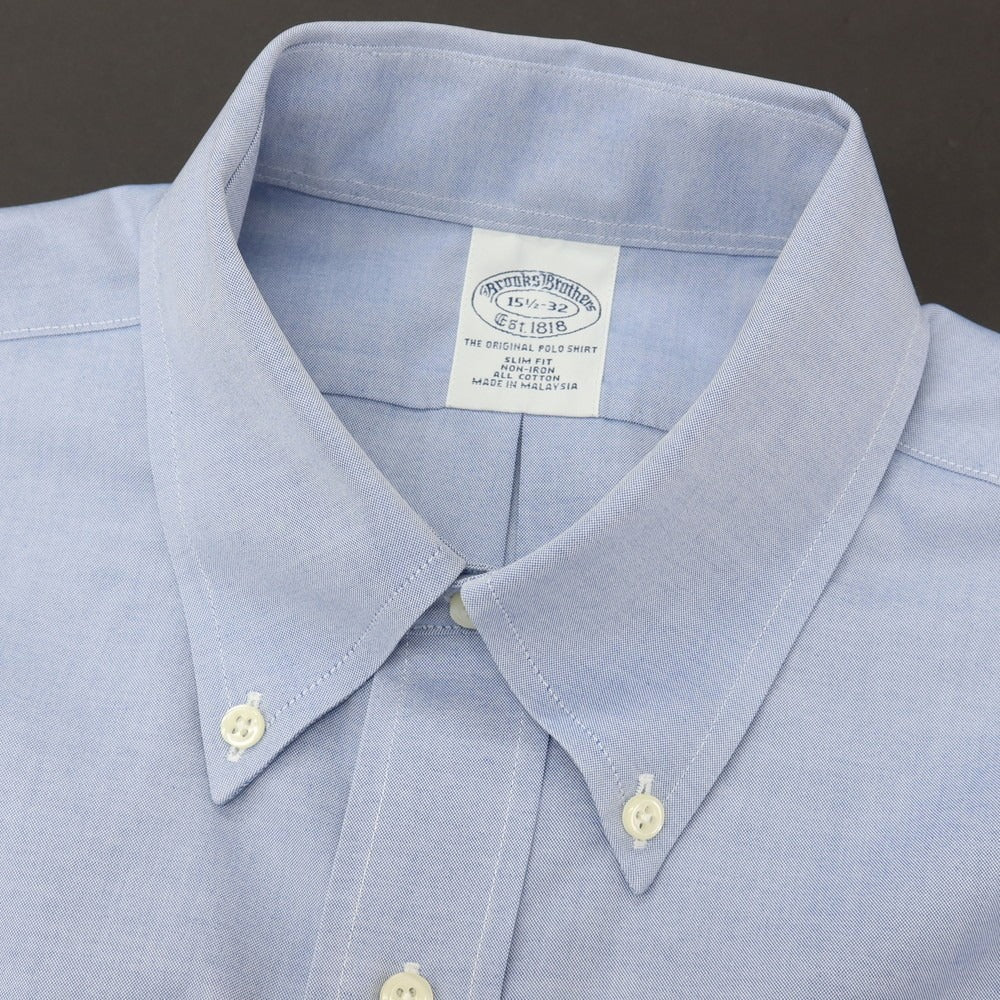 【中古】ブルックスブラザーズ Brooks Brothers コットン ボタンダウン ドレスシャツ ブルー【サイズ15.5】【 状態ランクC 】【 メンズ 】